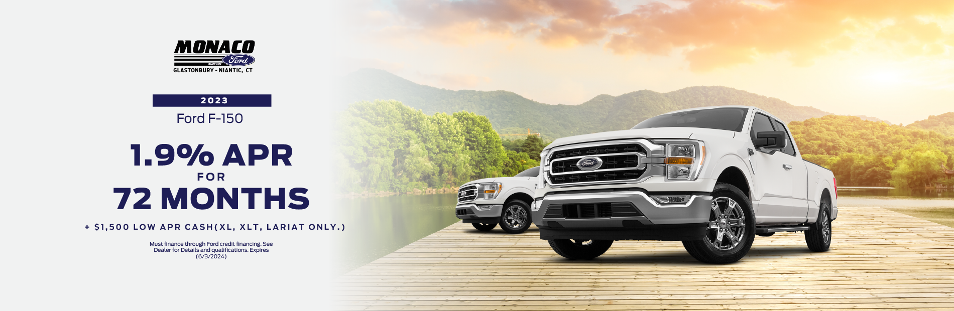 2023 Ford F-150 Truck 1.9% APR for 72 Months + $1,500 Low AP